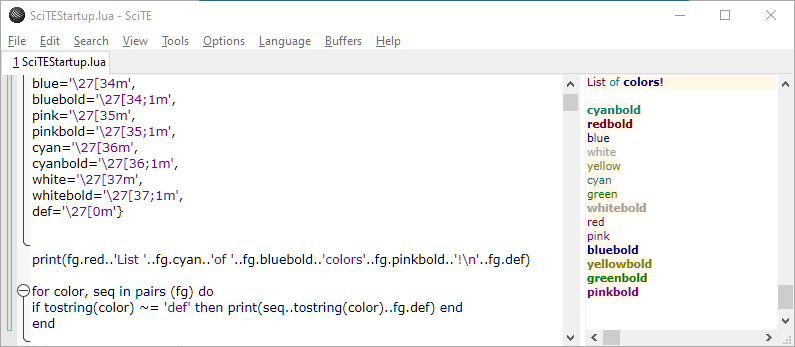 Scintilla / Bugs / #2161 Ansi color codes support